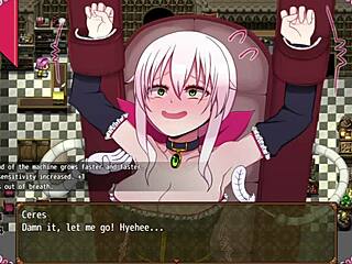 Cute petite Ceres cries on massage chair in hentai game, cock and cum everywhere 😩💦