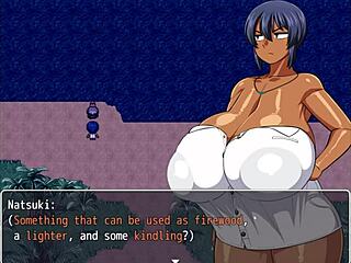 Tanned Natsuki in Hentai Game Ep 9 Pees in Forest at Night