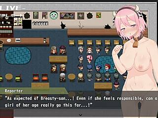 gadis ajaib jelajahi tetek besar dengan jari dan masturbasi di game hentai