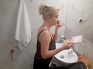 Hey, watch Jenny the blonde prep for disco night! 💃