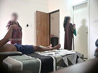 Flashing Cock to Two Maids During Hotel Massage