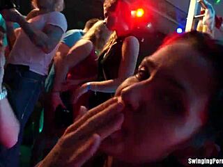 Kulüp orospuları danslı çılgın geceden sonra sert sikişiyor. Tam orgy kaosu!