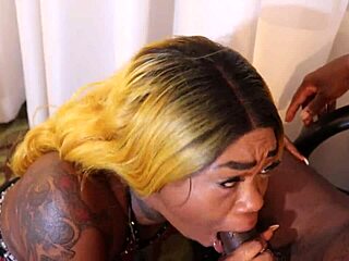 Sloppy slut sucks step dad's big black cock in gay encounter