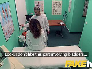 so, this fake hospital got two docs unloading on a hot spanish student. wild stuff!