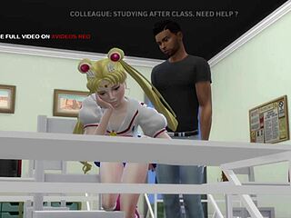 Cheating wife in 3D Sailor Moon porn with classmates