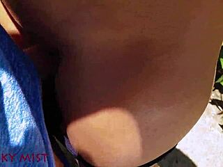 Cumming in stepsister’s panties in the garden