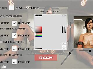 3Dメタルボンデージフェティシゲームで女装フェムドムと巨乳を堪能