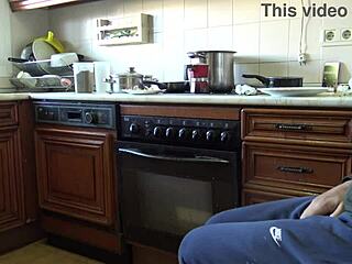 indian bhabhi drinks my cumshot after flashing huge dick in her kitchen