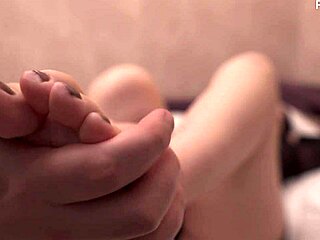 Russian MILF Footjob Cums Fast