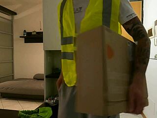 annika opens door in robe, no cash for delivery!