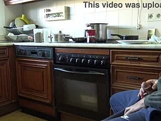 indian bhabhi drinks my cumshot after flashing huge dick in her kitchen