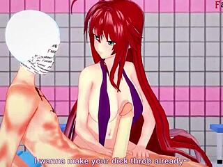 Rias Gremory says, 'I want sex in the bathroom in my bikini,' in HS DXD NTR Madness 4. Watch the full 1hr movie on Sheer Fantasyking3.