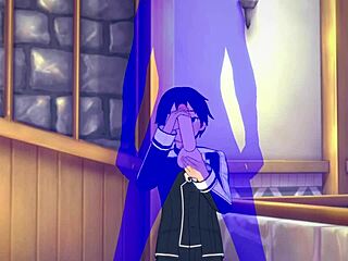I love watching Kirito get a handjob in Sword Art Online yaoi, that Japanese twink in cosplay.