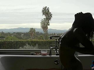 Hey, wanna see tall black milf Ana Foxxx strip down for a steamy bath?