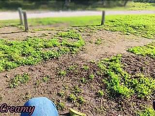 I flash my cock in the public park, and my stepdaughter helps me cum.