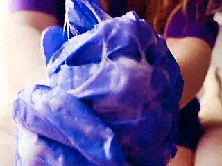 Asmr masturbation in gloves with a lot of cum 😊