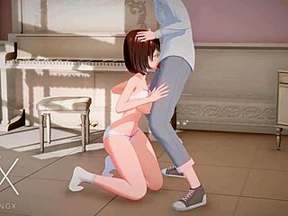 This anime futanari engages in sexy sex games with blowjob and anal in various positions