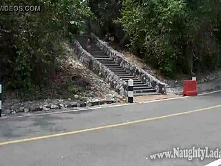 my daring milf wife flashes nude on public streets. she loves the thrill of being caught.