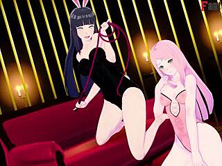 ساكورا وهيناتا في ثلاثية ناروتية مجنونة مع عمل كامل