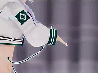 Hey, watch Amane Kanata from Hololive strip for a sexy 3D MMD dance with creampie!