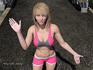 Saya tak boleh berhenti pandang tetek besar Katia dalam latihan!