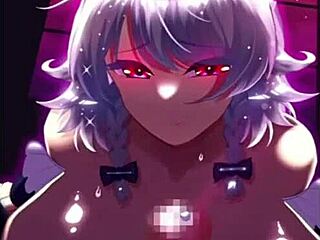 Lysten hushjelp Sakuya rir POV med creampie og store pupper