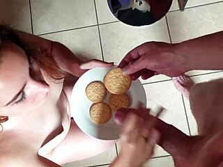 Sucking Dick with Cum-Covered Cookies for Lunch