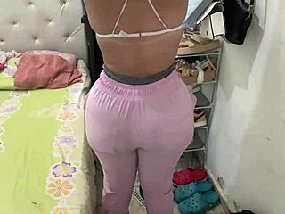 Amateur video of a chubby girl getting naughty in her room