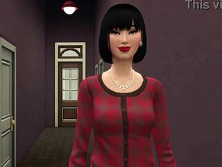 Japanese stepmom catches stepson masturbating. She gets horny and fucks him.