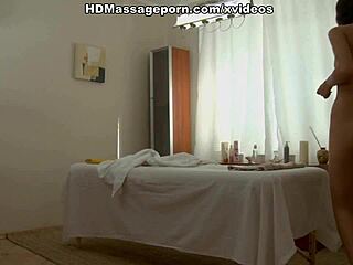 The tanned girl enjoys a sexy high definition sex massage session