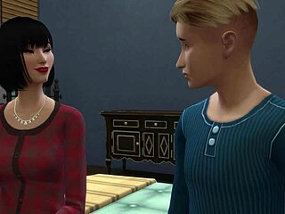 Japanese stepmom catches stepson masturbating. She gets horny and fucks him.