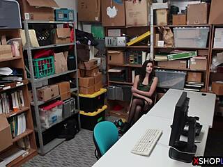 Skinny shoplifting teen 18+ trades her pussy for freedom 😏