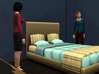 Japanese stepmom catches stepson masturbating. She gets horny and fucks him.