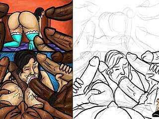 latina milf goes wild sucking huge black dicks in hentai