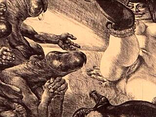 Vintage animalation from retro hentai cartoon series