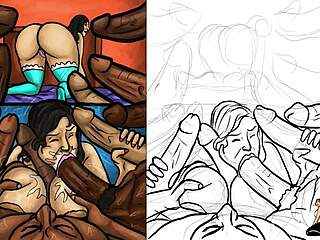 latina milf goes wild sucking huge black dicks in hentai