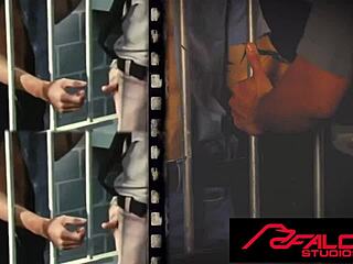 hot jocks jerk off and fuck hard in prison with big cocks