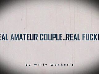 real amateur couple fucking hard, shaved pussy and tits on display 😈