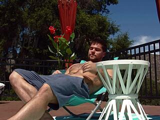 Tall redhead gets caught spying on muscular neighbor, leading to footjob, rimjob, and bareback assfucking.