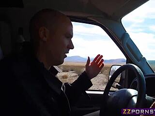 Busty blonde bent over for anal