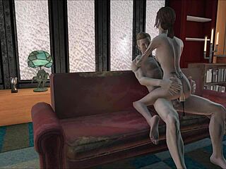 Fallout 4 babe sucks while vibrator fills her ass