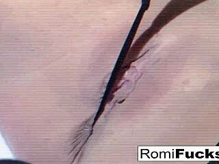 romi rain stuffs pussy with panties and licks clean