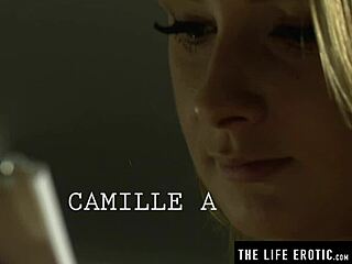 Sexy blonde watches as her horny lesbian girlfriend masturbates