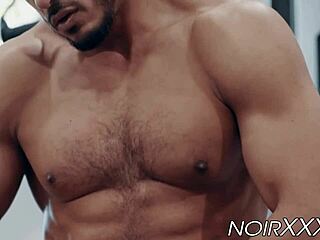 Muscular black gay Dillon Diaz jacks off solo