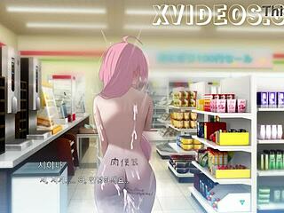 สาวมหาลัยเปลือยเดินเตร็ดเตร่ Hazuka Shiina ในแกลเลอรี่เกม