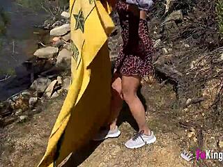 Voyeur catches amateur couple banging hard outdoors