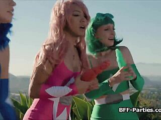 defeated superheroes share a wild dildo and dick in hardcore 4some action