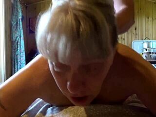 Fuck buddy takes housewife from behind at home