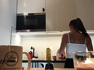 Perfect Pokies On The Kitchen Cam Braless Sylvia And Her Amazing Nipples