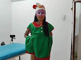 Sensual Indian Elf Female Explores Wild Christmas Sex Fantasies on Hospital Gurney